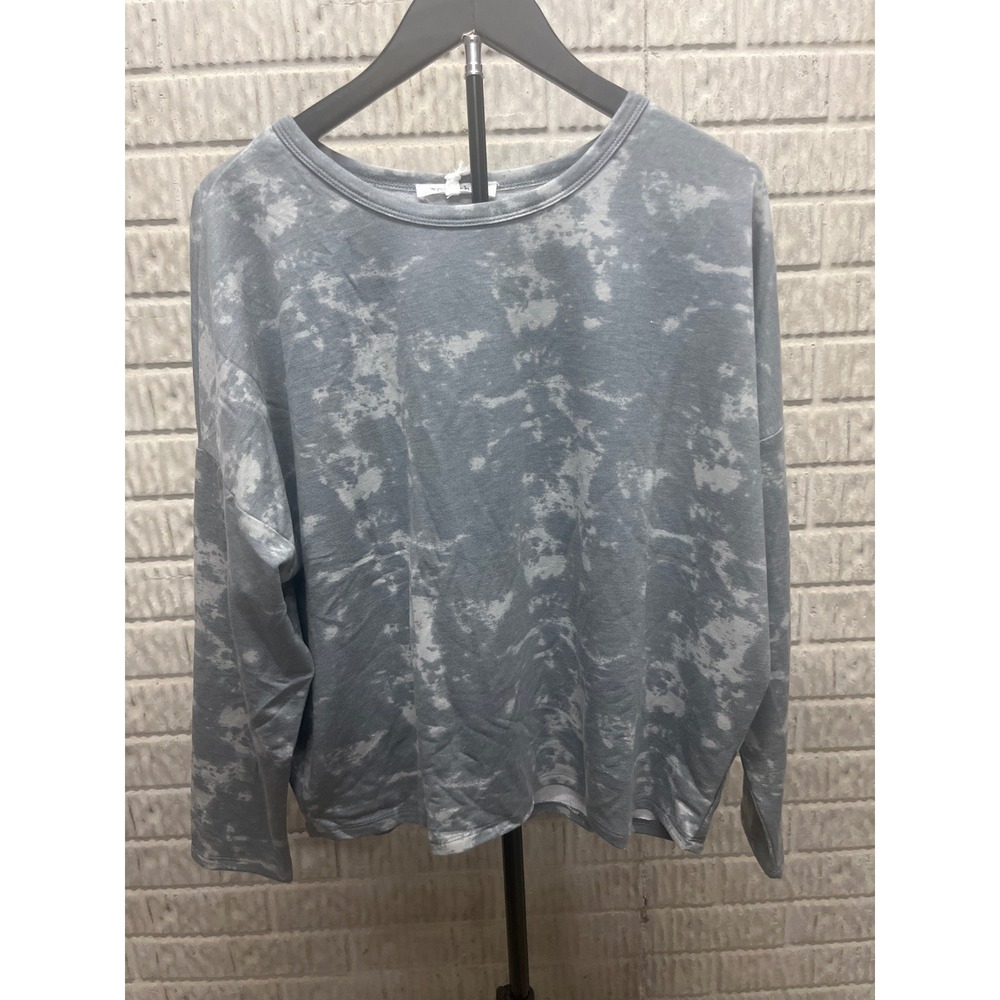 Workshop Republic Clothing Grey Tie Dye Long Sleeve Crew Neck Top Womens Medium